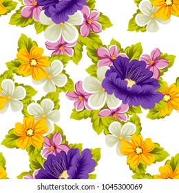 abstract floral background. Seamless pattern for your design of printed materials, prints, fabrics, websites. Vector illustration.