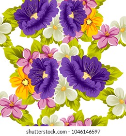 abstract floral background. Seamless pattern for your design of printed materials, prints, fabrics, websites. Vector illustration.