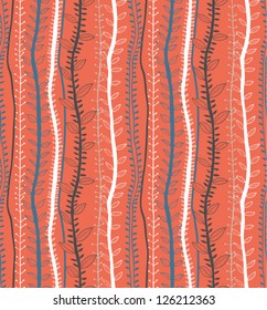 Abstract floral background. Seamless pattern with plant in retro style. Vector illustration