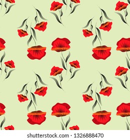 abstract Floral background. Seamless pattern with poppy