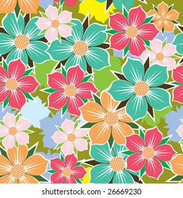 Abstract floral background. Seamless pattern. Vector.