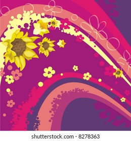Abstract floral background series, vector illustration with many flowers.