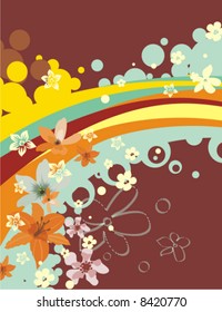 Abstract floral background series, vector illustration with many flowers.