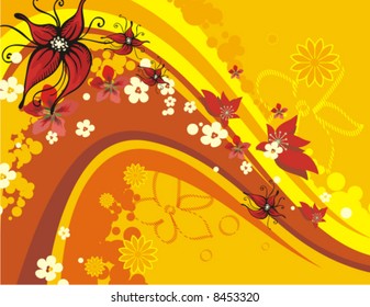 Abstract floral background series, vector illustration with many flowers.