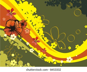 Abstract floral background series, vector illustration with many flowers.