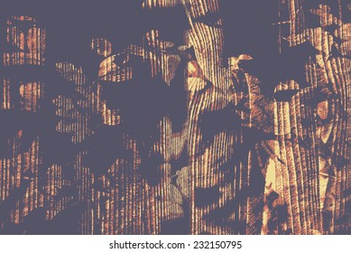 abstract floral background with silhouettes of houseplants and wooden texture. vector illustration.