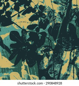 abstract floral background with silhouettes of houseplants. vector illustration.