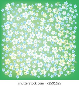 abstract floral background with small flowers on green