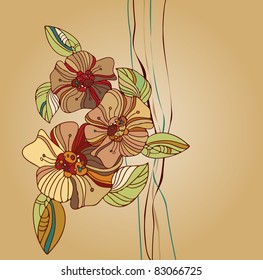 Abstract floral background with spring flowers. Free space for your text