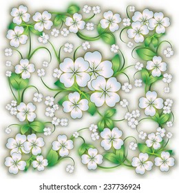 abstract floral background with spring ornament on white