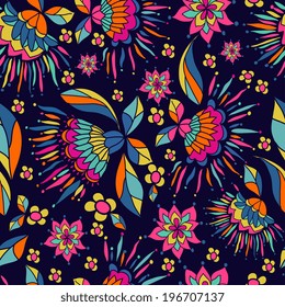 Abstract floral background, summer theme seamless pattern, vector wallpaper, summer texture, wrapping with flowers, spring and summer theme for your design