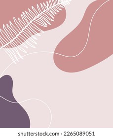 Plantilla de resumen y de fondo floral. Collage contemporáneo con formas orgánicas y línea en colores pastel. Ilustración vectorial