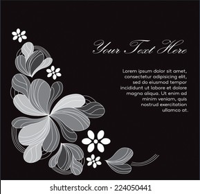 Abstract Floral Background With Text Area - Black and White