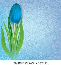 abstract floral background with tulip on blue