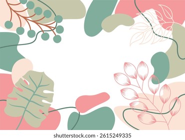 Abstract floral background with various shapes and leaves