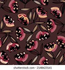 Abstract floral background, vector. Colorful botanical seamless pattern. Good for fashion print, wallpaper, surfaces decoration and so much more