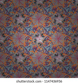 Abstract floral background. Abstract vector flowers in blue, orange and red colors. Greeting card. Floral seamless pattern. Wedding invitation.
