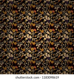 Abstract floral background. Abstract vector flowers in black, brown and beige colors. Wedding invitation. Greeting card. Floral seamless pattern.