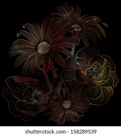 Abstract floral background. Vector flowers