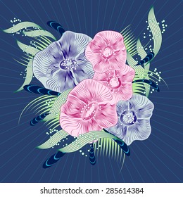 Abstract floral background. Vector abstract flowers . EPS 10