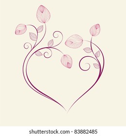 Abstract floral  background. Vector heart with flower petals. Element for design.