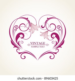 Abstract floral background. Vector heart with flower petals. Element for design.