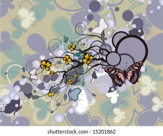 Resumen de fondo floral, serie de ilustraciones vectoriales.