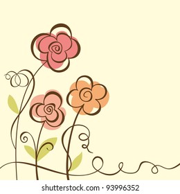 Abstract Floral Background. Vector illustration  with three flowers.