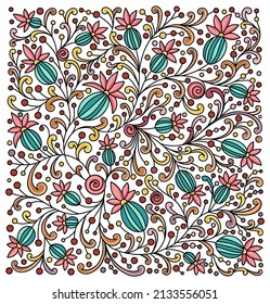 Abstract floral background. Vector ornament pattern. Paisley elements. Great for fabric, invitation, wallpaper, decoration, packaging or any desired idea.