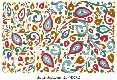 Abstract floral background. Vector ornament pattern. Paisley elements. Great for fabric, invitation, wallpaper, decoration, packaging or any desired idea.