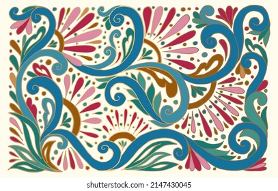 Abstract floral background. Vector ornament pattern. Paisley elements. Great for fabric, invitation, wallpaper, decoration, packaging or any desired idea.