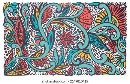 Resumen del fondo floral. Patrón de ornamento vectorial. Elementos Paisley. Excelente para tela, invitación, papel pintado, decoración, embalaje o cualquier idea deseada.