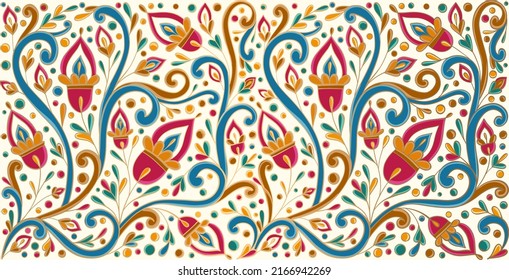 Abstract floral background. Vector ornament pattern. Paisley elements. Great for fabric, invitation, wallpaper, decoration, packaging or any desired idea.