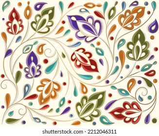 Resumen del fondo floral. Patrón de ornamento vectorial. Elementos Paisley. Excelente para tela, invitación, papel pintado, decoración, embalaje o cualquier idea deseada.