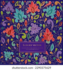 Resumen del fondo floral. Patrón de ornamento vectorial. Elementos Paisley. Excelente para tela, invitación, papel pintado, decoración, embalaje o cualquier idea deseada.