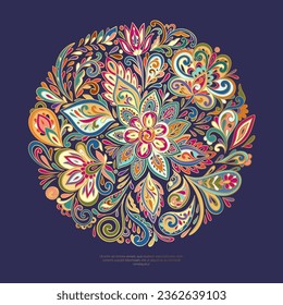 Abstract floral background. Vector ornament pattern. Paisley elements. Great for fabric, invitation, wallpaper, decoration, packaging or any desired idea.