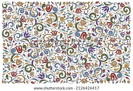 Abstract floral background. Vector ornament pattern. Paisley elements. Great for fabric, invitation, wallpaper, decoration, packaging or any desired idea.