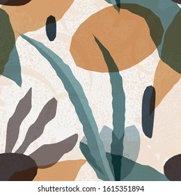 Abstrakter floraler Hintergrund. Vektorillustration. Nahtloses Modemuster. Erdfarben