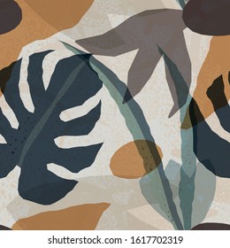 Abstract floral background. Vector. Seamless fashion pattern. Earth colors