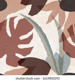 Abstract floral background. Vector. Seamless fashion pattern. Earth colors