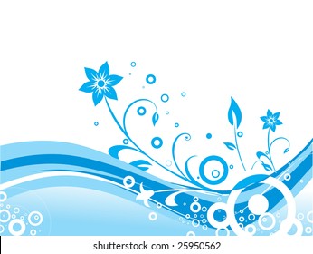 abstract floral background with wave line circle