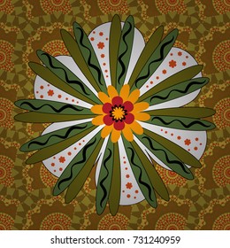 Abstract floral background. Wedding invitation. Abstract vector flowers in green, brown and yellow colors. Floral seamless pattern. Greeting card.