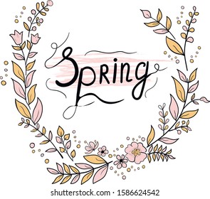 Abstract floral background with your text . Isolated on white . Lettering . Concept for print, invitation, cards, logo, label