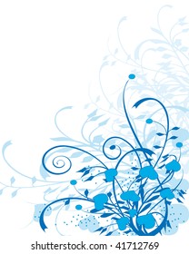 Abstract floral background-blue ,vector