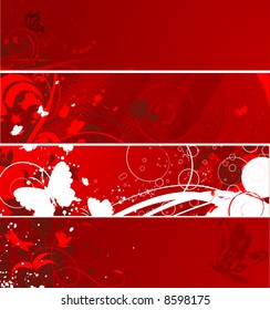 Abstract floral background's set  in red color.