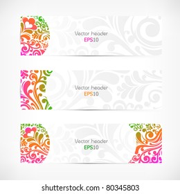 abstract floral banner set
