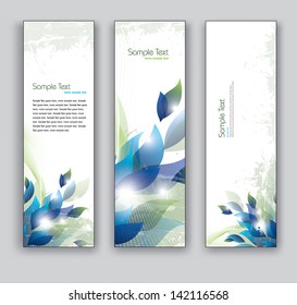Abstract Floral Banners. Set of Three Vector Backgrounds..
