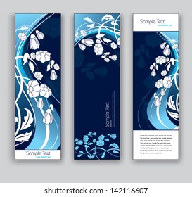 Abstract Floral Banners. Set of Three Vector Backgrounds..