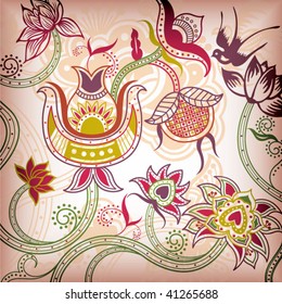 Abstract Floral and Bird 2