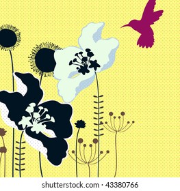 floral y ave abstracta